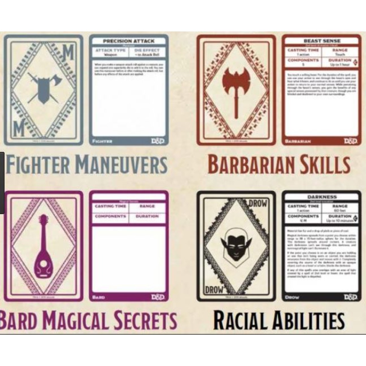 D&D Spellbook Cards Martial Powers & Races